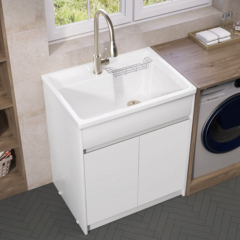 ZEAFIVE 36'' L X 30'' W Kitchen Sink Laundry Soild Surface Sink